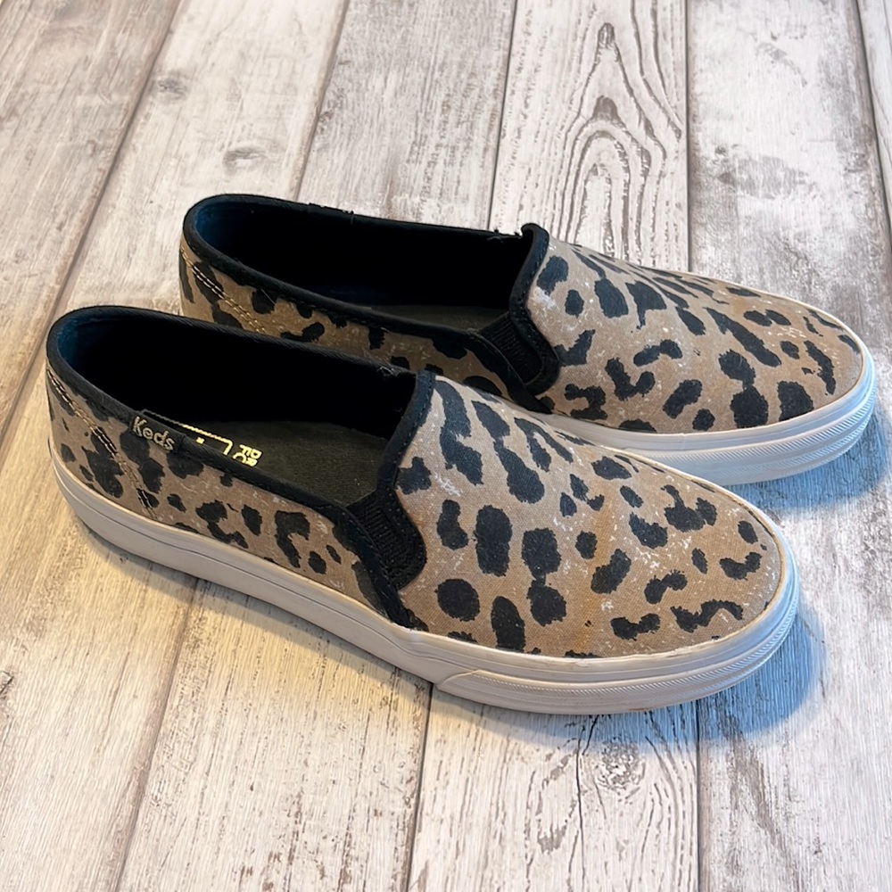 Keds animal print slip ons